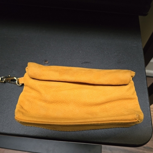 Miss Albright Specialty Burnt Yellow Leather Suede Wristlet Clutch - Picture 2 of 9